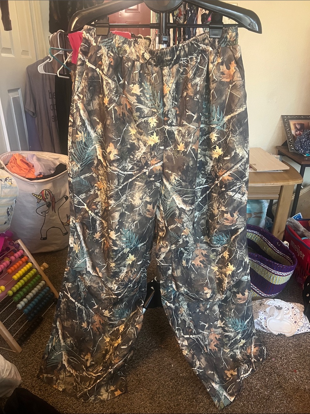 SHEIN Women's Wide Leg Camo Print Pants - Green/Brown